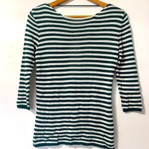 ZARA Knit Open Back Striped Lightweight Sweater Coastal Casual Preppy Size M